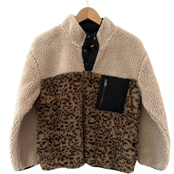 Rails Saga Colorblock Faux Fur Sweater Jacket Pockets Multi Size Small - Picture 4 of 11